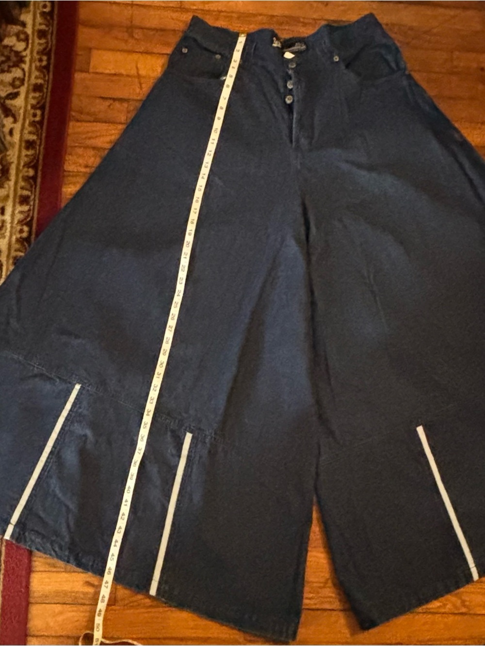 Men's Vintage KikWear Wide 64 Inch Leg Openings Dark Navy Skater Rave Jeans